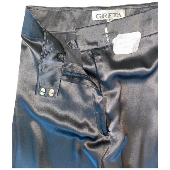 NWT Vintage GRETA Beverly Hills Steel Gray Straight Leg Silk Pants NOS Fits a 4 - Picture 6 of 15